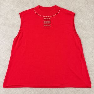 Princess Cruises Womens Red Rhinestone Sleeveless Knit‎ Top Viscose Nylon